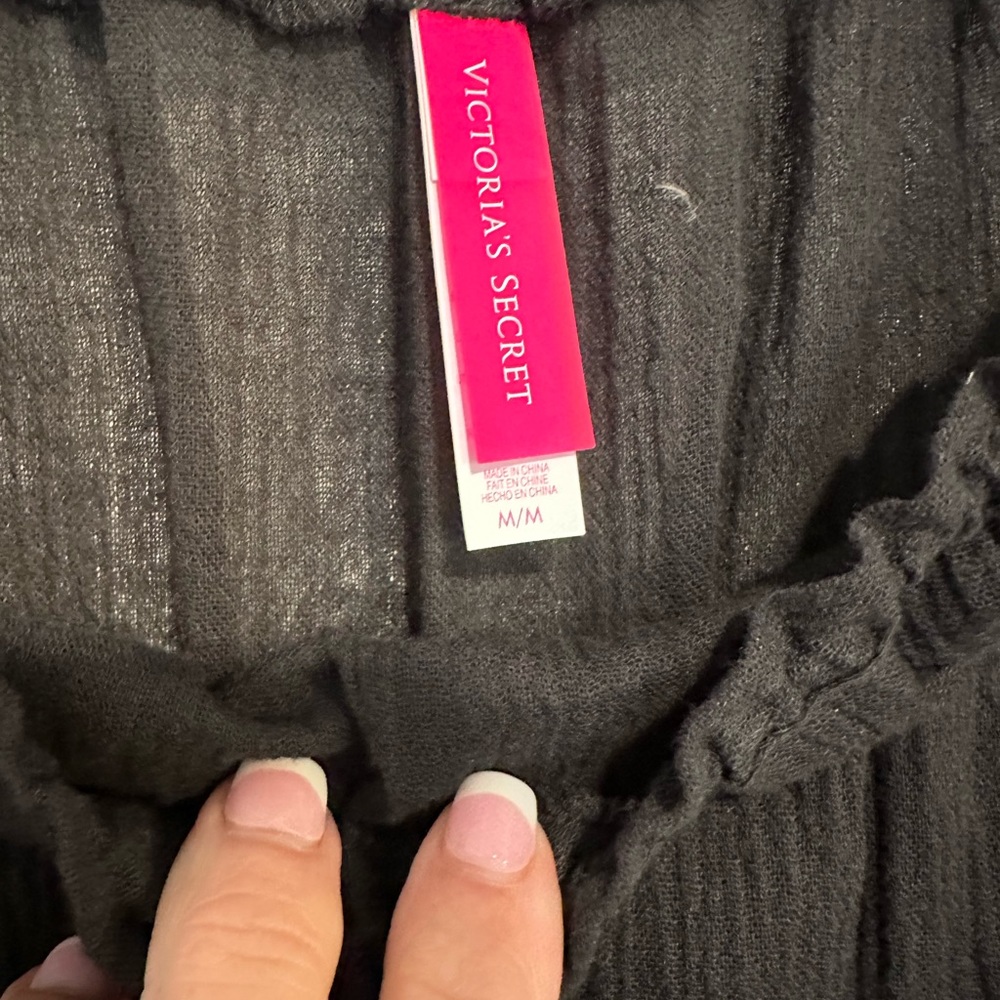 Victoria Secret Black Cotton Coverup with Elastic Cinch Waste NWOT size M - Picture 3 of 6